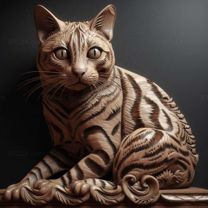Природа и животные (Бенгальская кошка 3, NATURE_5383) 3D модель для ЧПУ станка